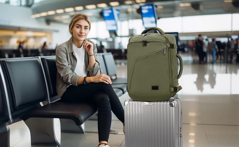 Lightweight Carry On Travel Backpack Expandable Trolley Sleeve Green1