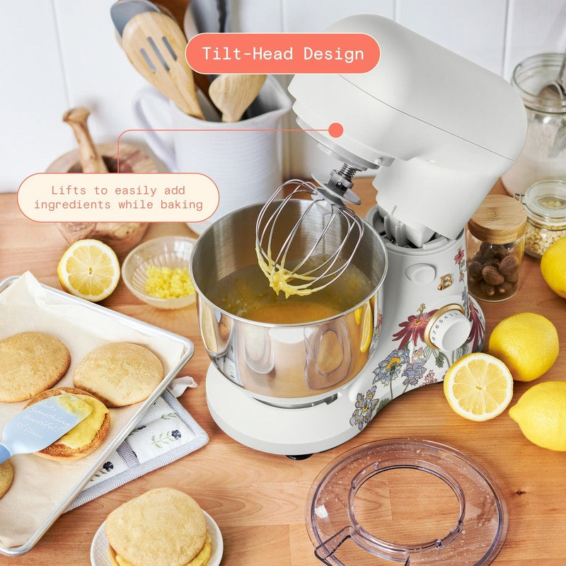 3.5 Qt Stand Mixer Wildflower White Icing w/ Flat Beater Dough Hook & Whisk2
