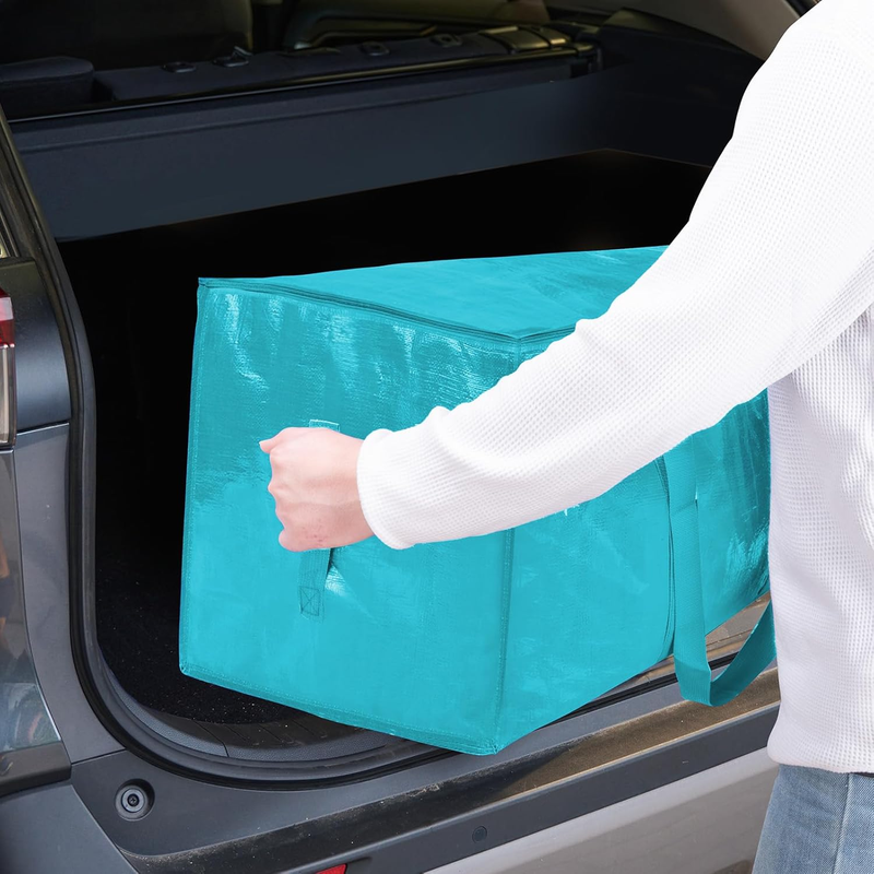 6 Pack Extra Large Heavy Duty Moving Bags Zipper Storage Totes Aqua9