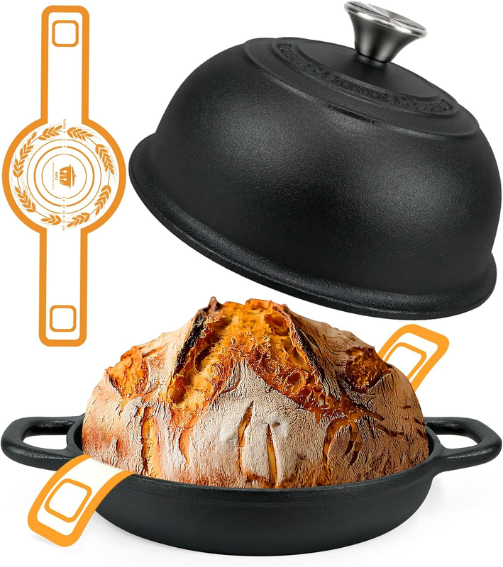 5QT Cast Iron Dutch Oven w/ Dome Lid Sourdough Bread Baking10