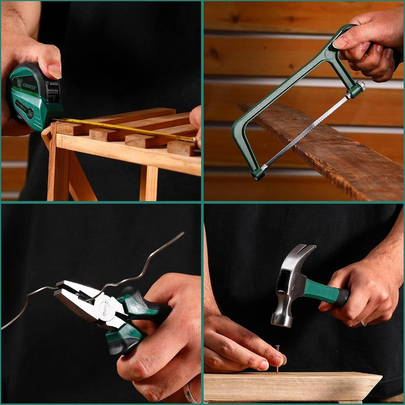 12V Cordless Drill Tool Kit Green Home Repair Hand Toolbox Mechanic Set5