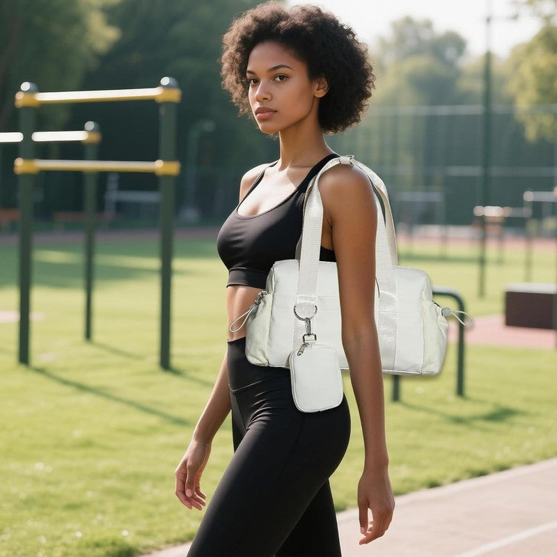 Everyday Mini Gym Bag Women 2.0 Tote Waterproof Travel Duffle Beige Coin Wallet8