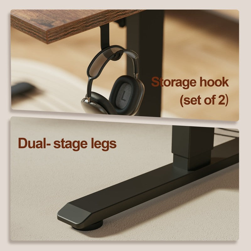 47.2in Electric Standing Desk Height Adjustable Ergonomic Rustic Brown3