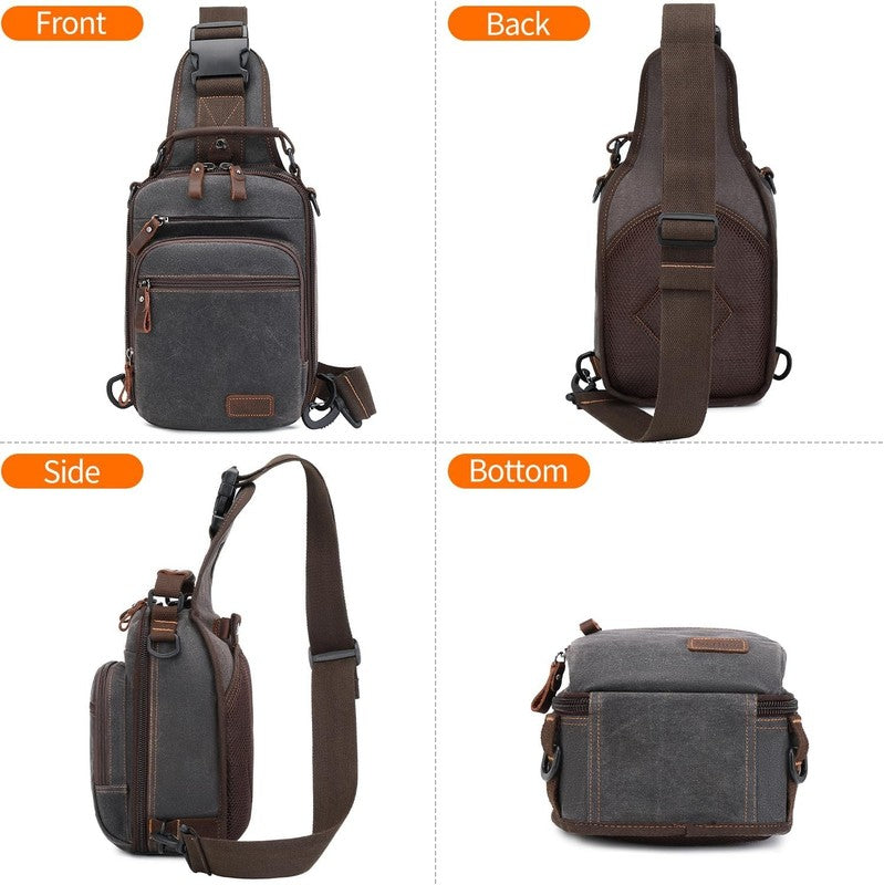 Nerlion Sling Bag Men Waxed Canvas Crossbody Chest Bag Water Resistant Daypack8