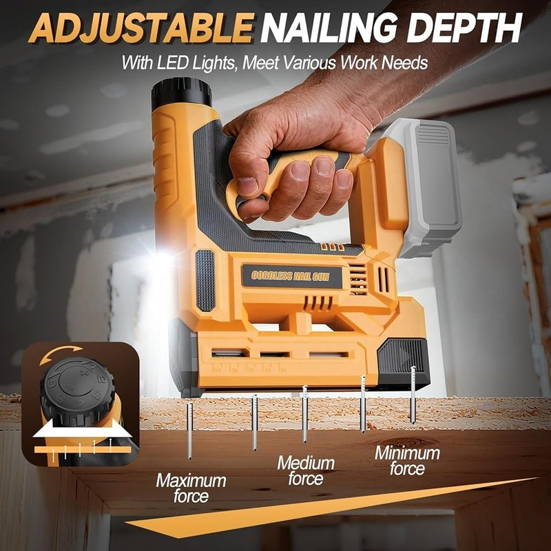 Cordless 18 Gauge Nail Gun Battery Powered Brushless Motor Adjustable Depth New4