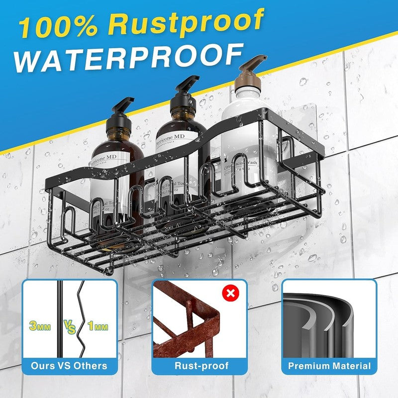 Adhesive Shower Caddy, 5 Pack Rustproof Stainless Steel Bath Organizers with Lar4