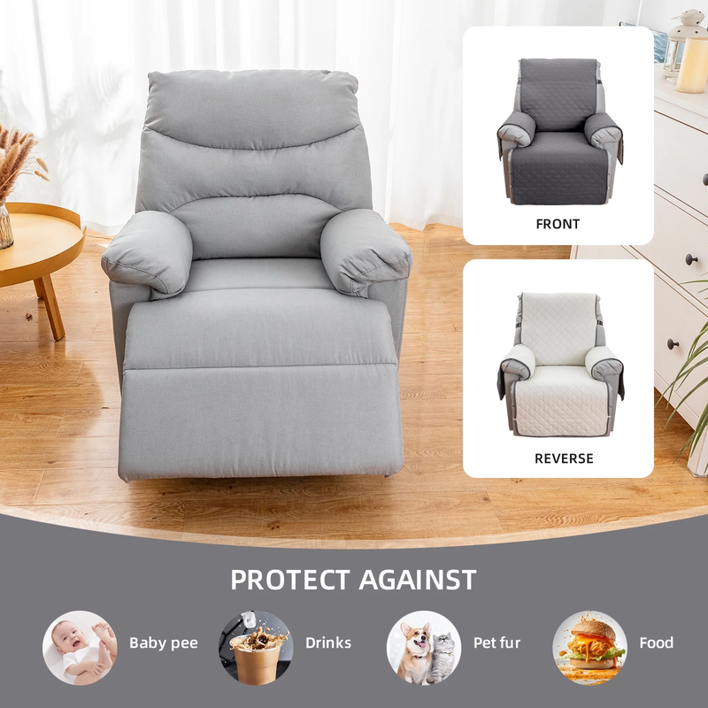 Non-Slip Recliner Chair Cover 25" Gray with Pocket for Dogs & Pets2