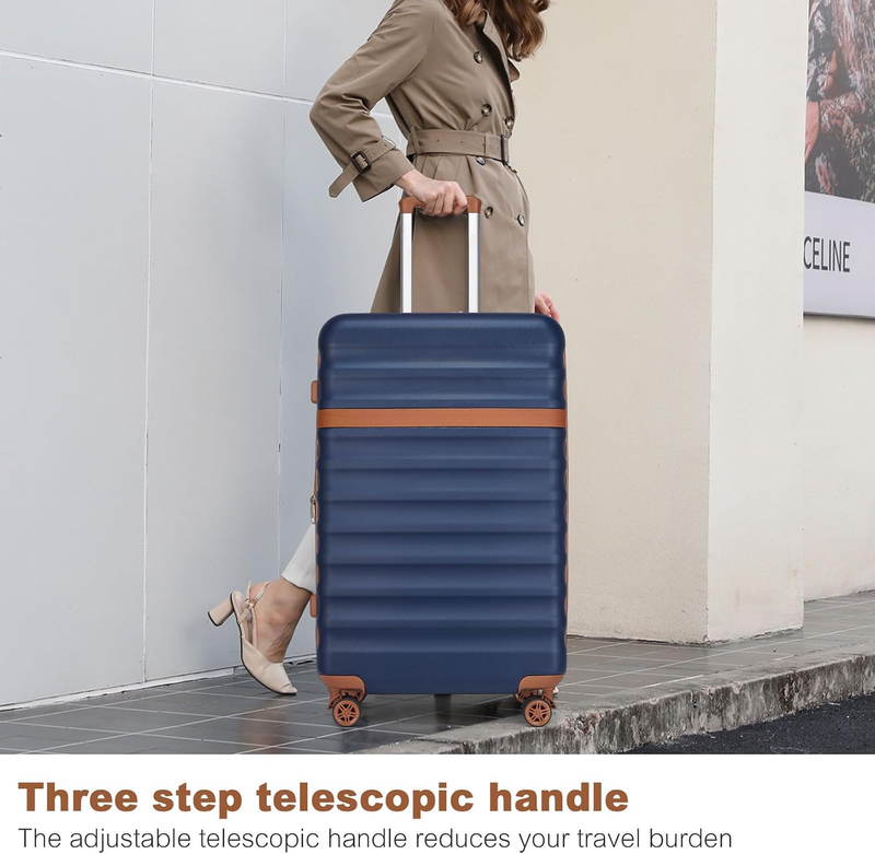 28 Inch Expandable Hardside Luggage ABS PC TSA Lock Suitcase Navy3