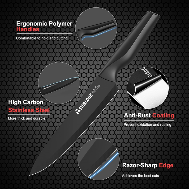 21 Piece Kitchen Knife Set with Block German Stainless Steel Sharpener2