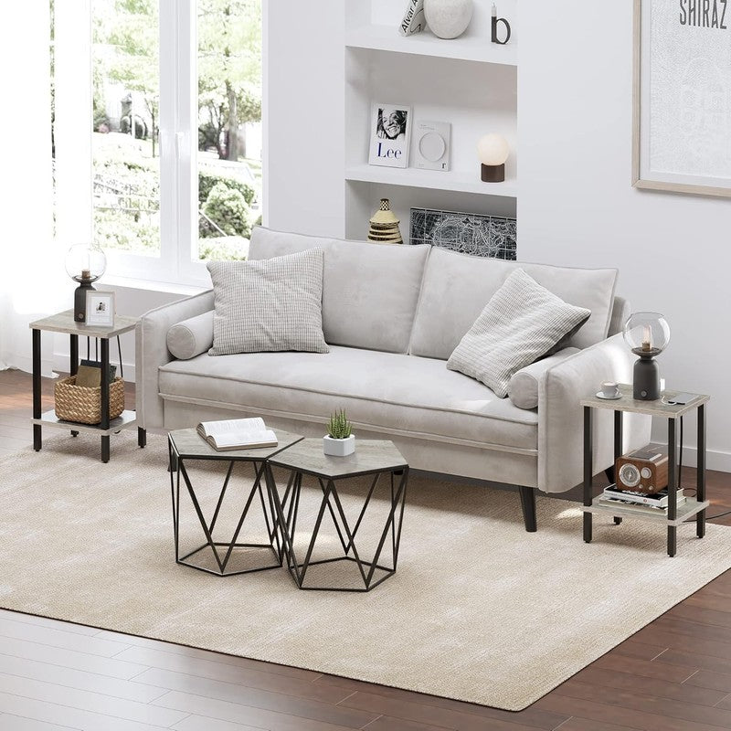 Set of 2 End Tables 2 Tier Side Tables Nightstand Sofa Table for Living Room9