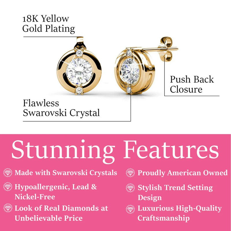 Zara 18K Yellow Gold Plated Stud Earrings with Crystals Gift for Women1