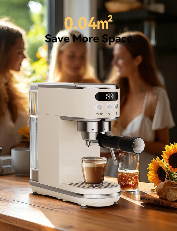 20 Bar Espresso Machine Stainless Steel LED Display Home Latte Cappuccino Beige5