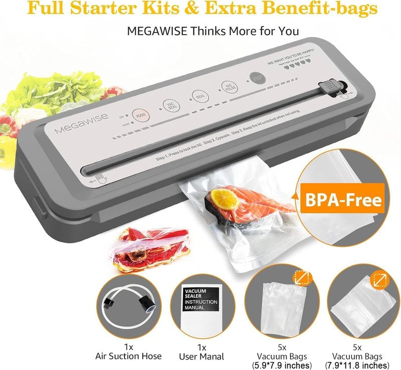 Vacuum Sealer Machine, Portable Strong Suction Power Food Sealer, Bags and Cutte0