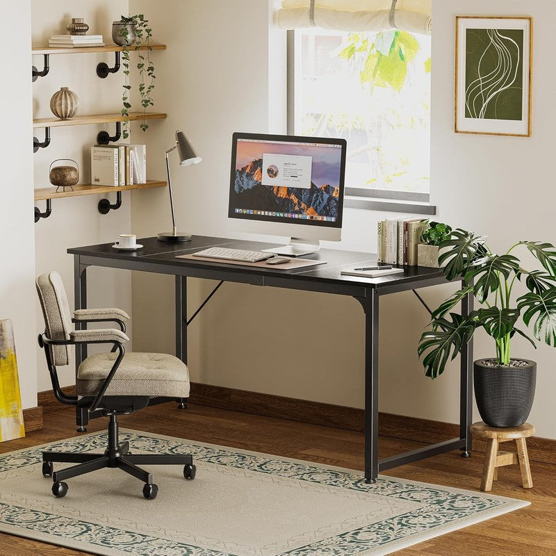 63'' Modern Office Desk Gaming Writing Desk w/ Storage Metal Frame Black6