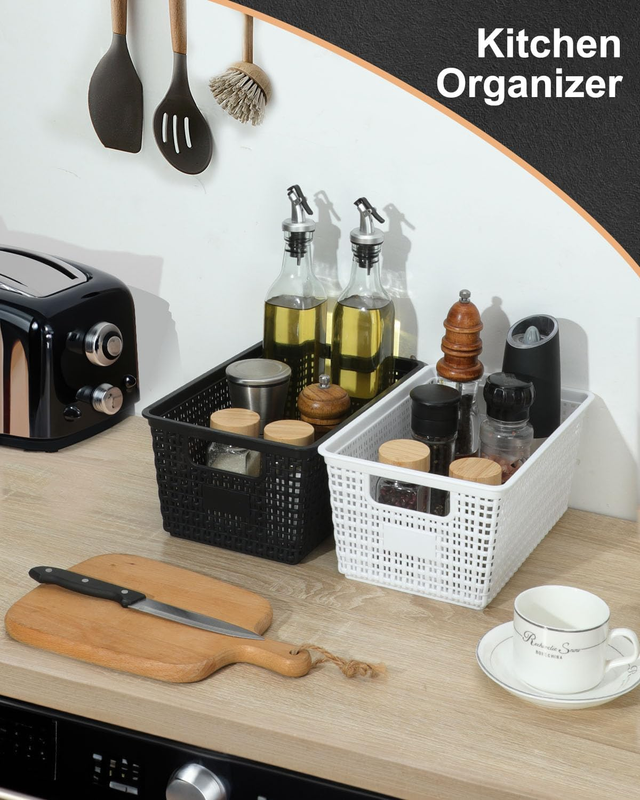 Set of 6 Plastic Storage Baskets, Small Organizer Bins for Home & Office3
