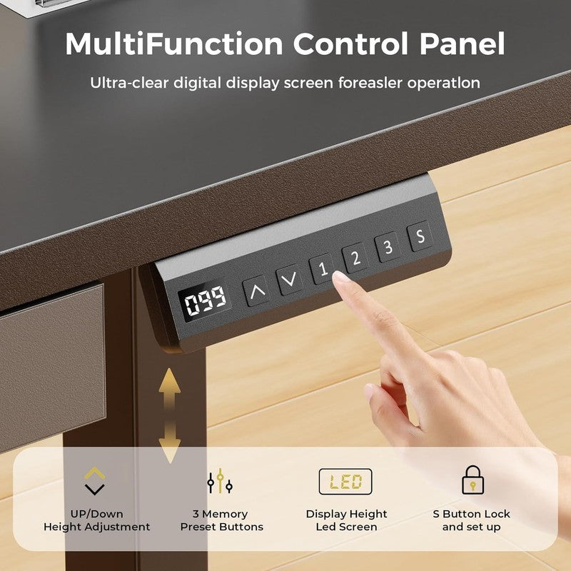 48x24 Electric Standing Desk w/ Drawers LED Power Memory Black3