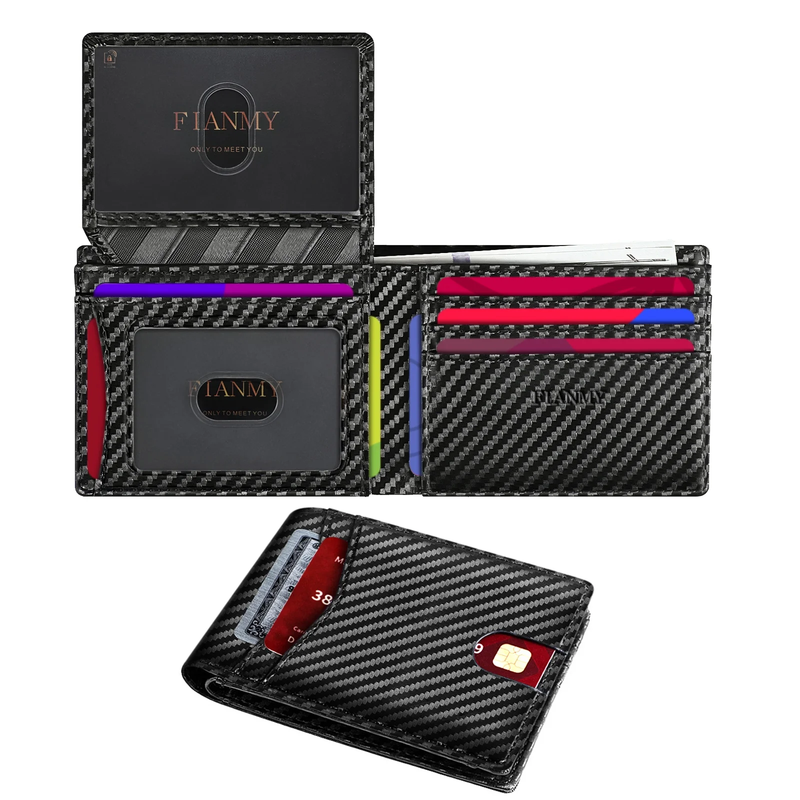 Wallet for Men, Slim Leather Rfid Blocking Mens Wallet with 2 ID Windows, Bifold0