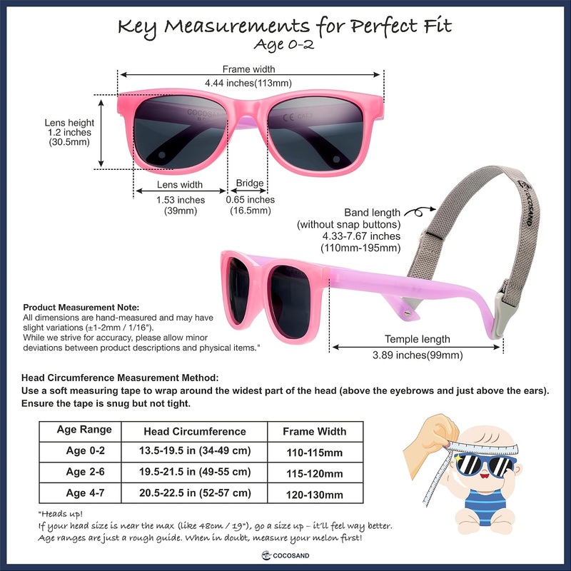 Polarized Baby Sunglasses UV400 Flexible Strap Infant Toddler 0 24M5