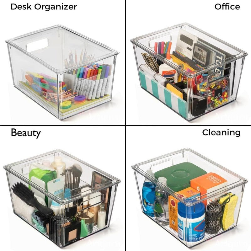 Plastic Storage Bins with Lids X-Large – Perfect Kitchen Organization, Desk Orga4