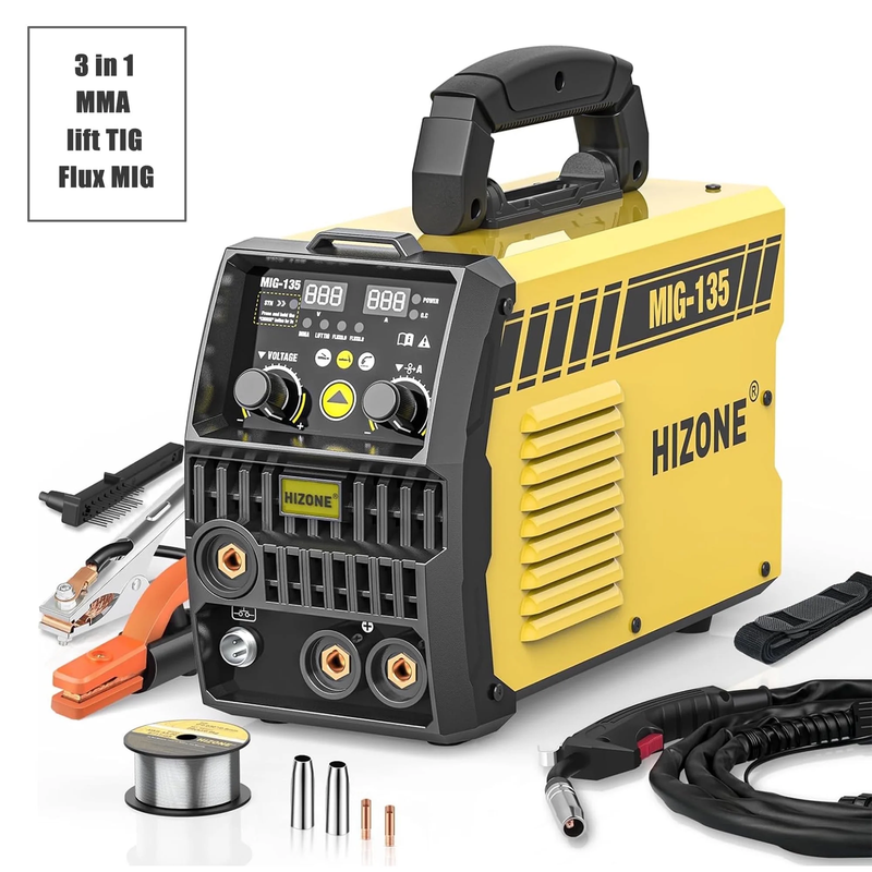 3 in 1 MIG Welder 110V Flux Core Mig/Lift Tig/Stick Gasless Welding Machine with10
