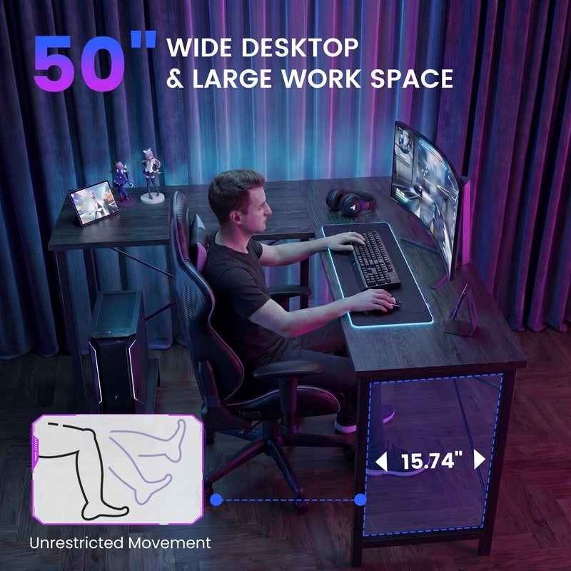 50 Inch L Shaped Desk - Computer Desk Corner Desks Gaming Desk PC Table with CPU4