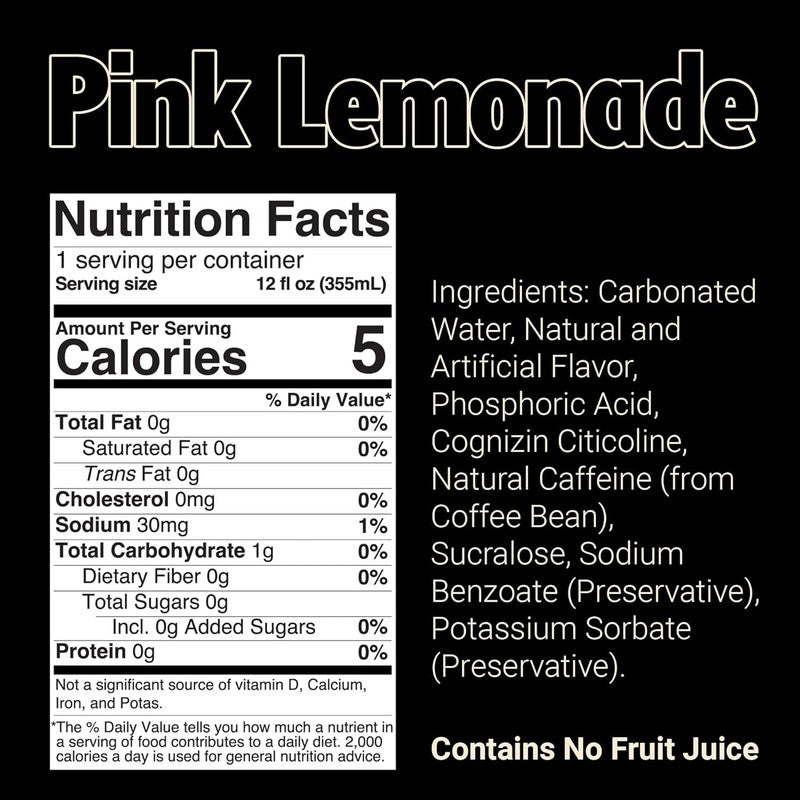 BUM Sugar Free Pink Lemonade Energy Drink   Natural Caffeine & Boost, 12 Pack1