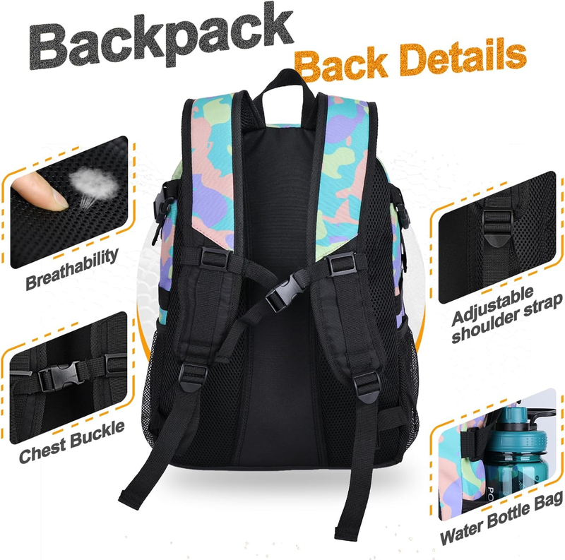 Soccer Basketball Backpack w/ Ball & Shoe Compartment Sports Travel Bag4