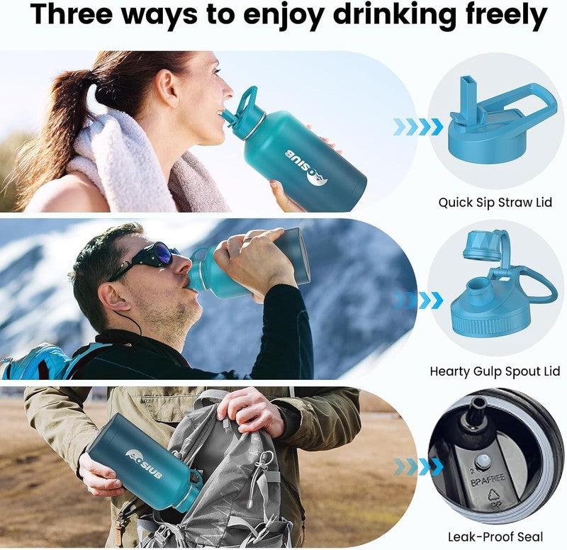 64oz Insulated Water Bottle Cyanblue   Triple Wall Vacuum, Leakproof, BPA Free6