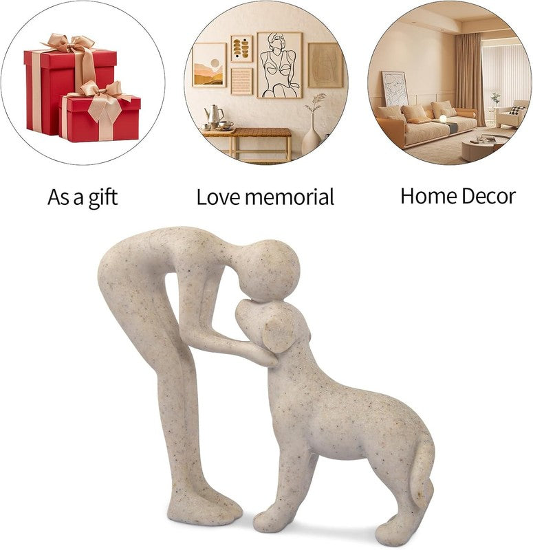 Dog Sculpture Home Decor Cute Man and Dog Statue Decoration for Office、Living Ro4