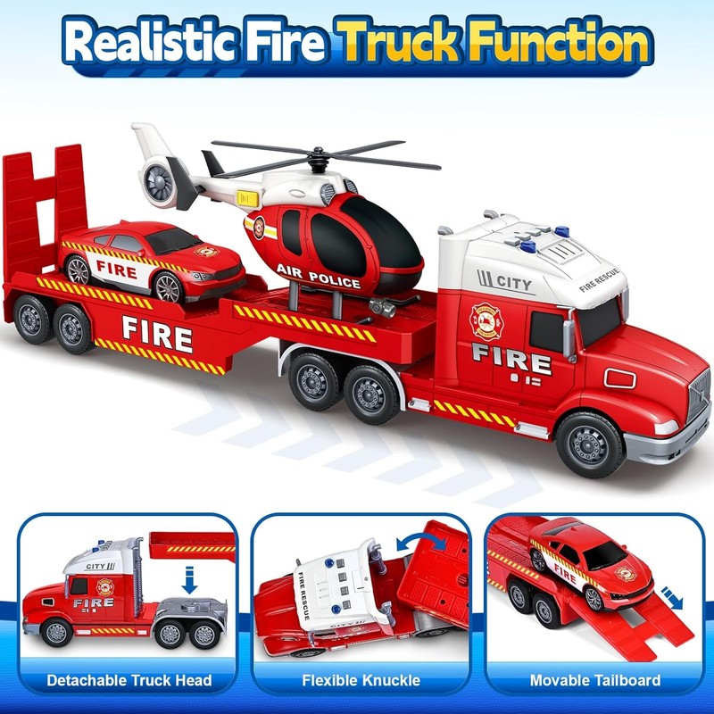 Toddler Boys Toys, 3 4 5 Large Fire Truck Toys with Lights Sounds, Truck Car wit1