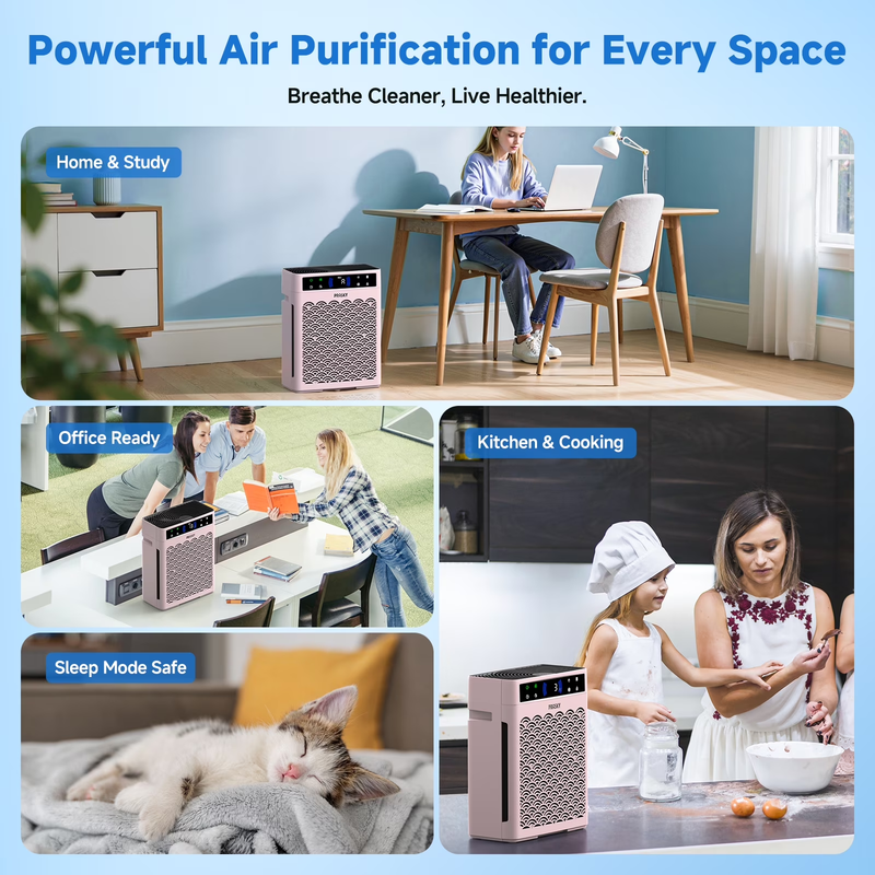 HEPA Air Purifier 2250 Sq Ft Home Pet Smoke Allergy Quiet Portable Pink7