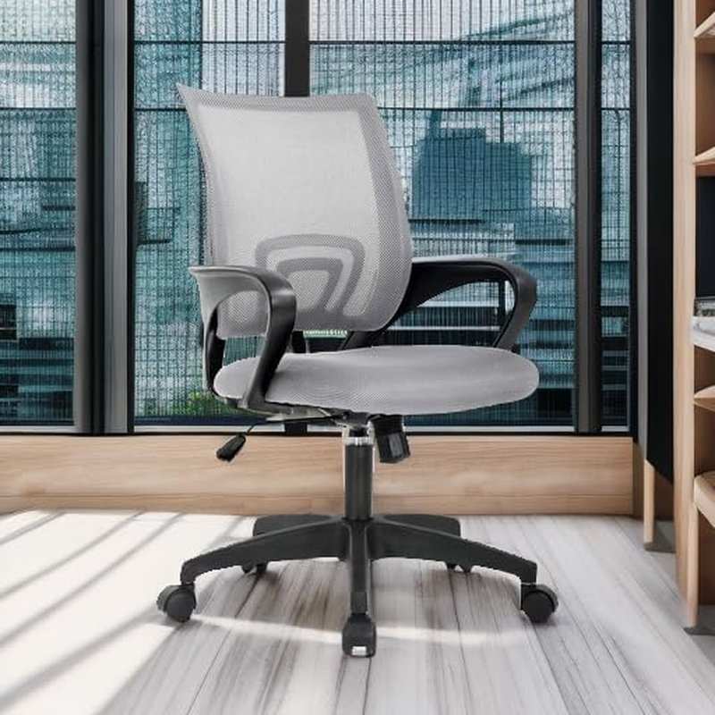 | Ergonomic Office Chair | Mid-Back Swivel Desk Chair | Breathable Backrest & Lu5