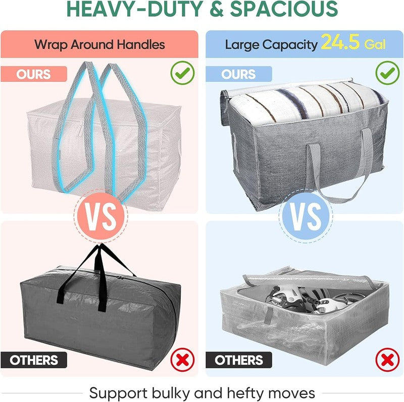 Oversized 6 Pack Moving Bags with Reinforced Handles   Heavy Duty Storage Tote3