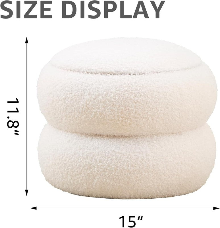 Storage Ottoman,Soft Teddy Velvet Upholstered Footrest,Mordern round Footstool w2