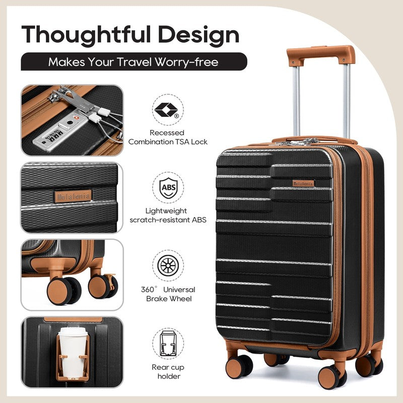 3Pc Carry On Luggage Front Opening TSA Lock Spinner Wheels YKK Zipper2