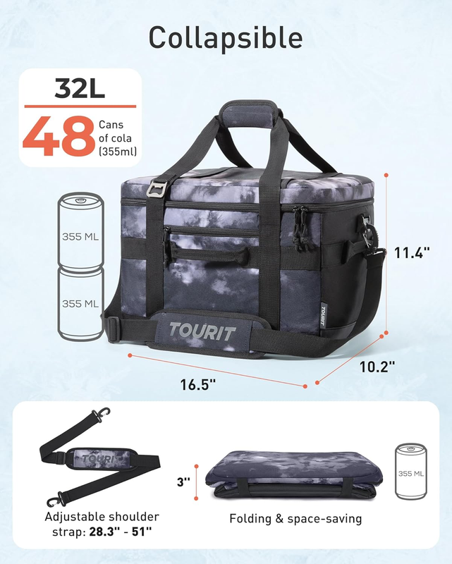 Soft Sided Cooler Bag 48-Can Insulated Collapsible Leakproof Picnic Beach Travel3
