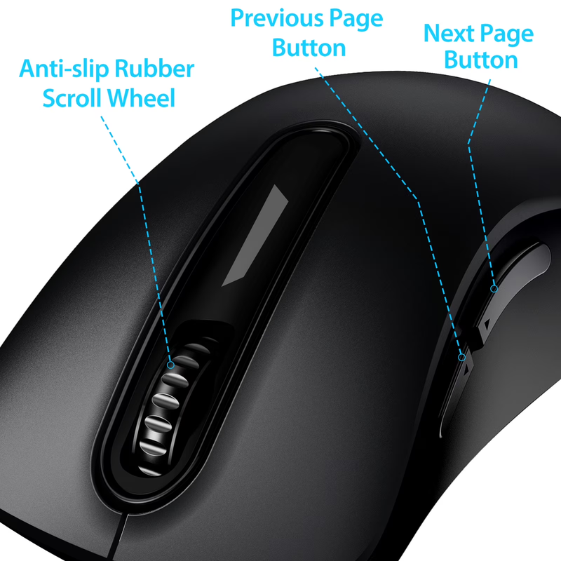 2.4GHz Wireless Mouse 1200 DPI 5 Button USB Receiver PC Laptop Black Pearl6