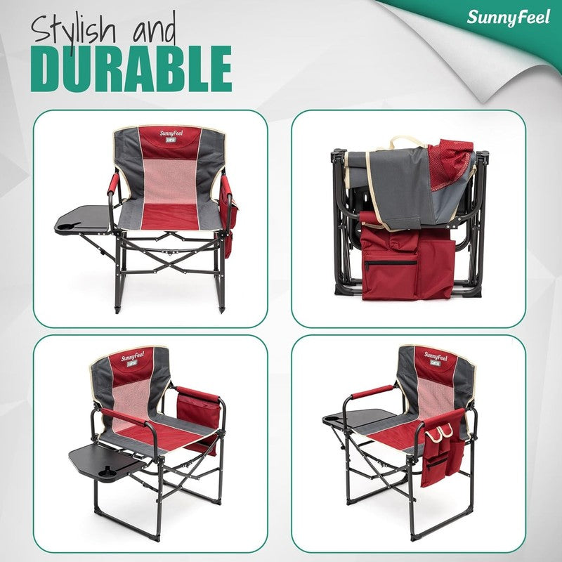 Oversized Camping Directors Chair, Portable Folding Lawn Chairs for Adults Heavy6