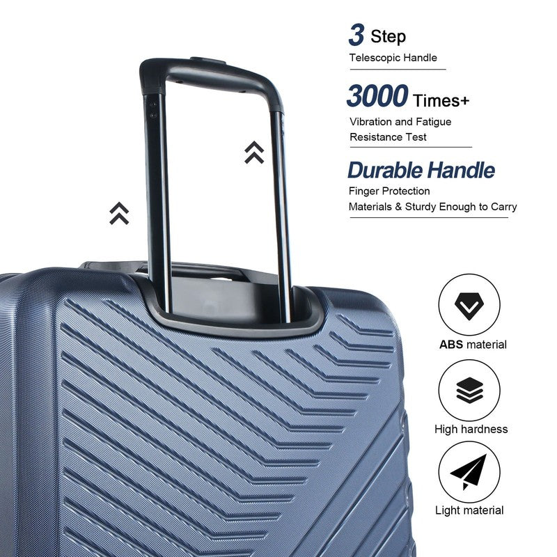 3Pc Hardside Luggage Set TSA Lock Spinner Wheels 20 24 28in Navy Blue5