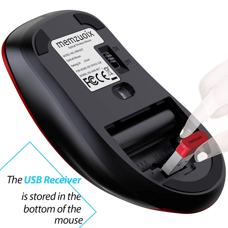 Wireless Optical Mouse 1400 DPI Cordless USB Nano Receiver for PC Laptop Red6