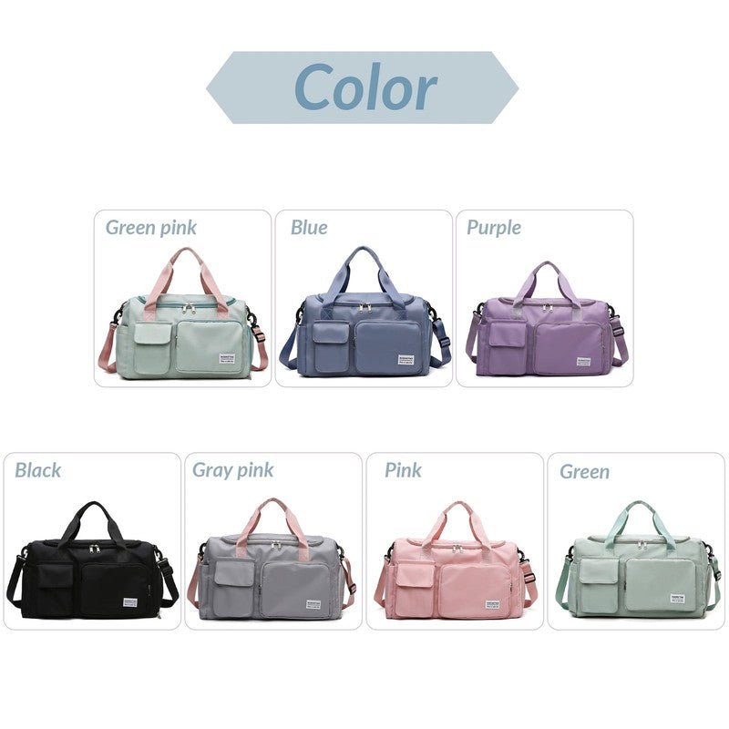Large Travel Duffle Bag with Shoe Compartment, Waterproof Nylon Weekender Overni1