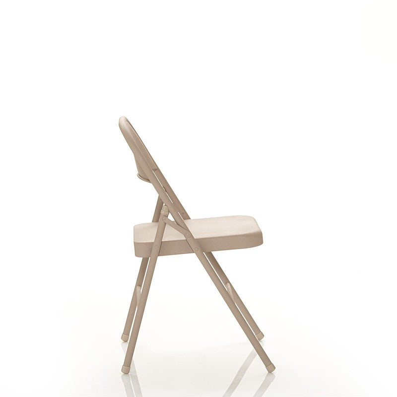 All Steel Metal Folding Chair, Beige, 4 Pack4