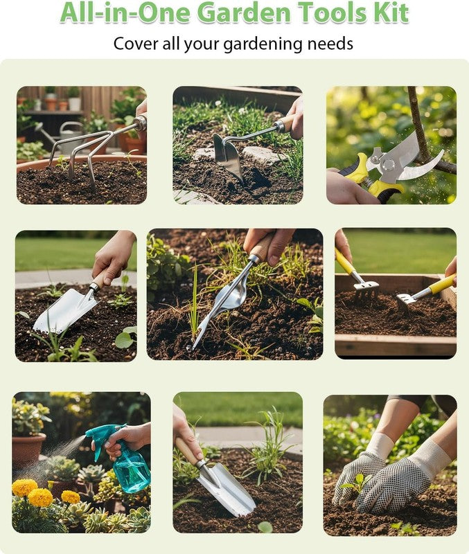 Garden Tools Set 12-Piece, Gardening Tools Kit with Comfortable Handle, Heavy Du6