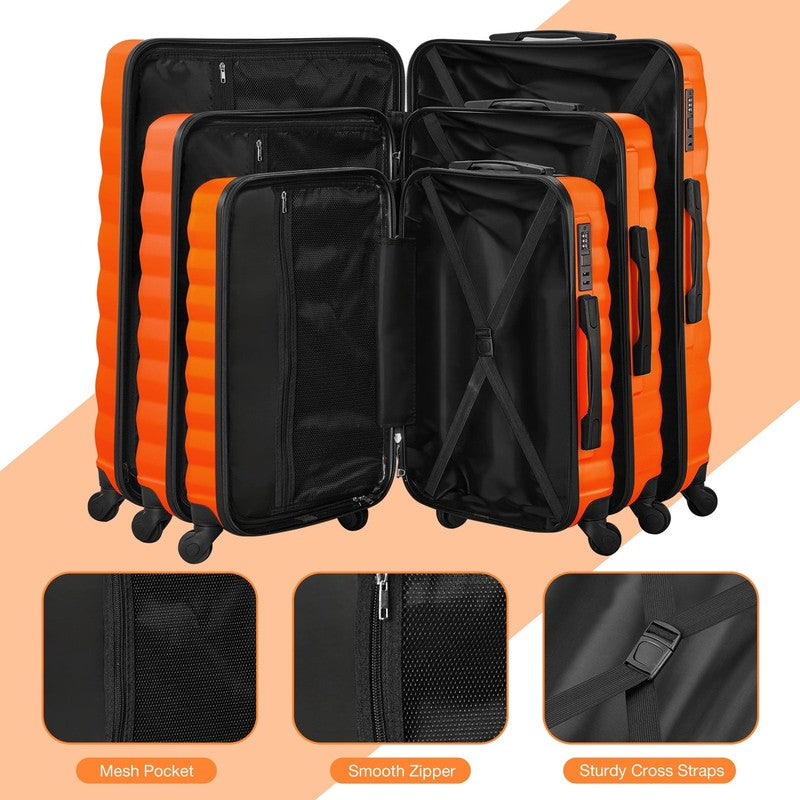 10 Piece Luggage Set Hardside Spinner Suitcase 28 24 20 Inch Backpack Orange2