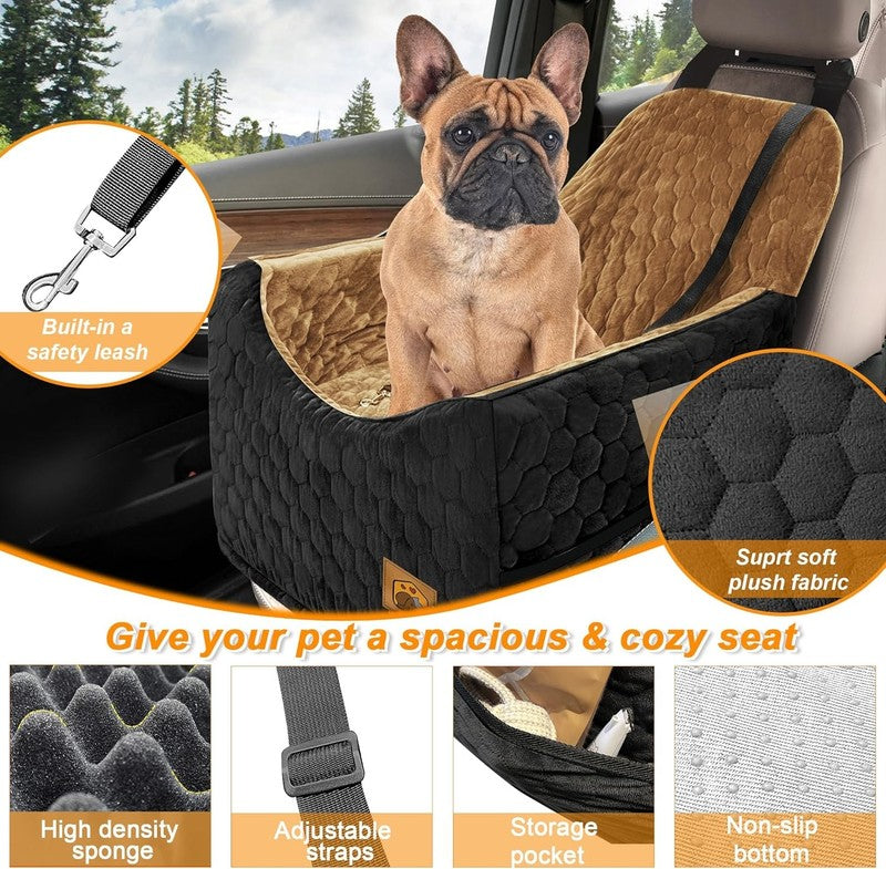 Dog Car Seat for Small/Medium Dogs up to 35lbs Foam Washable Cover Blackbrown2