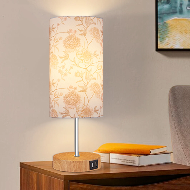 15" Touch Control Table Lamp w/ Dual USB Floral Print 3 Way Dimmable Bedside10