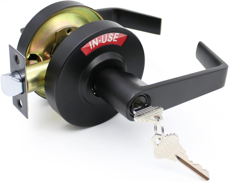 Keyed Entry Privacy Indicator Lock, Large Grade 2 Commercial Door Handle, Bathro8