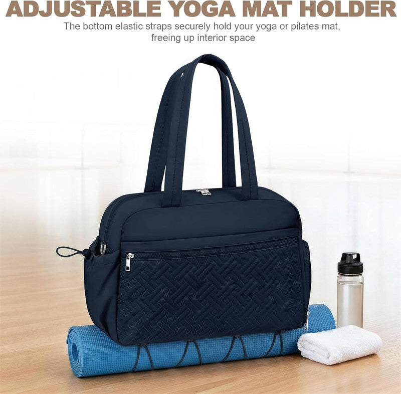 Gym Bag Women Lightweight Duffle Shoe Wet Compartment Yoga Travel Blue4