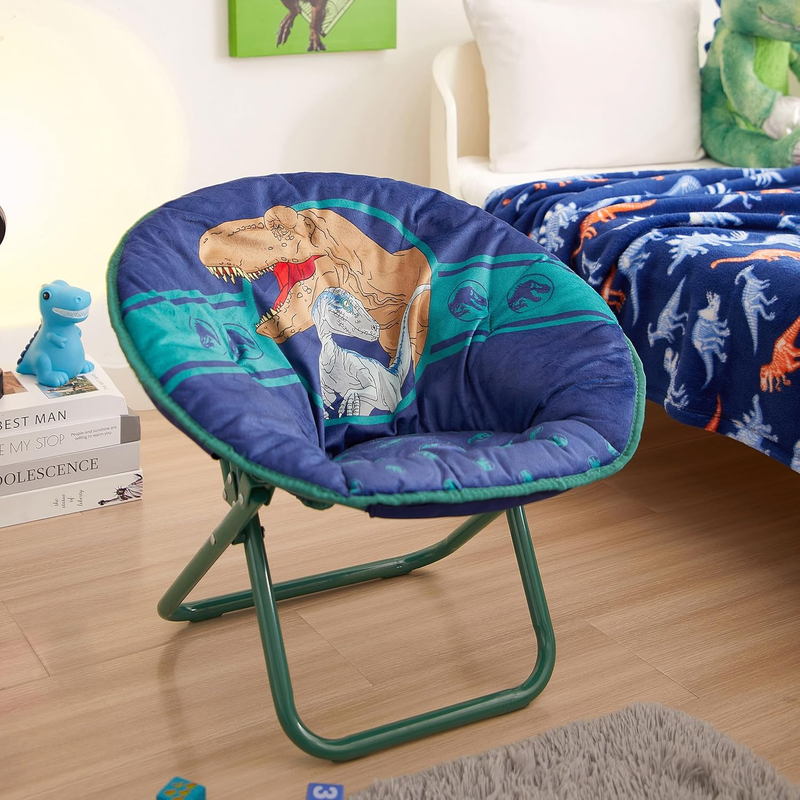 Jurassic World Dinosaur 19” Folding Toddler Saucer Chair w/ Cushion 3+1