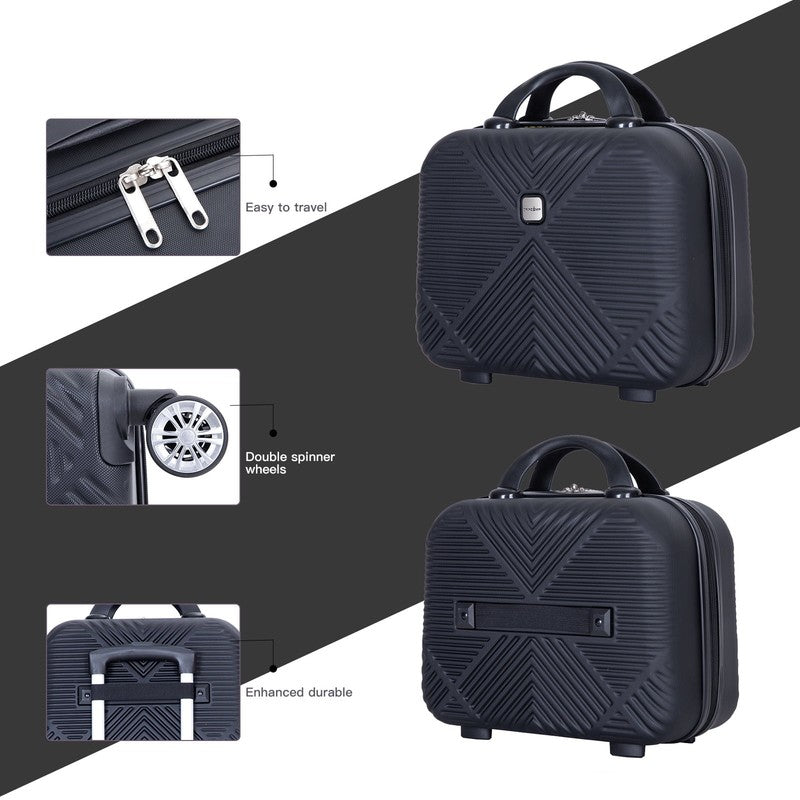 2 Piece Luggage Set Hardside Spinner Wheels Lightweight Carry On Suitcase Black4